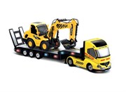 Радиоуправляемый грузовик автоплатформа с экскаватором Профи жёлтый
