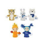 Домашний кукольный театр набор Пальчиковые куклы Талисманы зимних Олимпийских игр Сочи 2014 Мишка Зайка Леопард Лучик Снежинка