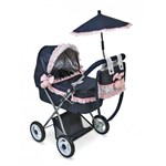 DeCuevas Коляска для кукол с сумкой и зонтиком темно-синяя серия Романтик 65 см
