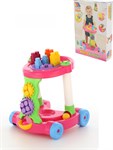 MOLTO Развивающий игровой центр-каталка с конструктором розовый Полесье
