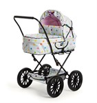 Коляска для кукол белая в цветной горошек с тормозом BRIO Doll Pram Gull