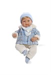 Кукла Arias MIES мягконабивная-виниловая в голубой теплой курточке с соской с функцией смеха  мальчик 45 см