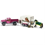 Автомобиль пикап с прицепом для лошади игровой набор для конюшни Schleich 42346