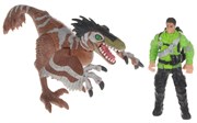 Игровой набор Динозавр Ютараптор и охотник со снаряжением Chap Mei