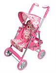 Коляска для кукол открытая с козырьком Премиум розовая