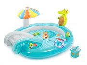 Надувной игровой центр Бассейн Аллигатор с горкой надувными игрушками и фонтанчиком INTEX 57129