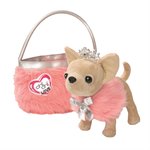 CHI CHI LOVE Плюшевая мягкая игрушка Собачка Чихуахуа Принцесса c диадемой в розовой пушистой сумке