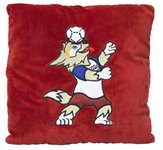 Подушка плюшевая с аппликацией Волк Забивака Zabivaka Header талисман Чемпионата мира по футболу 2018, красная 30х30
