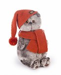 Кот Басик в вязаной шапке и шарфе мягкая игрушка 19 см BUDI BASA