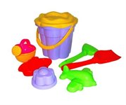 Набор для игры в песочнице №326 ведро ситечко лопатка грабельки формочки кораблик лейка Полесье