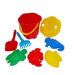 Набор для игры в песочнице №307 ведро ситечко лопатка грабельки формочки Полесье