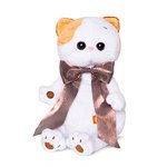 Кошка Ли-Ли с атласным коричневым бантом мягкая игрушка Басик и компания 24 см BUDI BASA LK24-003