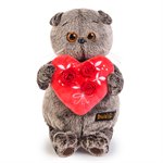 Кот Басик с красным сердечком мягкая игрушка 25 см BUDI BASA