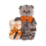 Кот Басик с пледом мягкая игрушка 30 см BUDI BASA