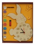 Зайка Часы под роспись с красками и кистью Набор для детского творчества