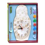 Матрёшка Часы под роспись с красками и кистью Набор для детского творчества