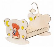 Деревянная кукольная кроватка качалка Мишутка с мобиле БОЛЬШОЙ СЛОН