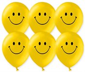 Воздушный шар 12''/30 см классический Смайл пастель желтый 50 шт. Веселый праздник