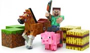 Minecraft Игровой набор Saddle Pack фигурка Стива с лошадью и свиньёй Майнкрафт 10 предметов