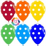 Воздушный шар 12" Точки пастель 50 шт. Sempertex