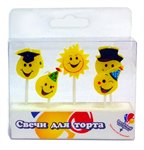 Набор свечей для торта 3 см Смайлики 5 шт. Весёлый праздник