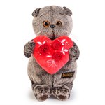 Кот Басик с красным сердечком мягкая игрушка 22 см BUDI BASA