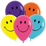 Воздушный шар 12" Смайл с глазками многоцветные, пастель 50 шт. Весёлый праздник