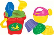 Набор для игры в песочнице №157 ведро совок грабельки ситечко формочки лейка