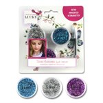Гель-блёстки для тела и лица Lucky 3 цвета фиолетовый серебряный голубой Только для девочек Детская косметика