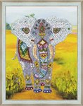 Слон мозаика из пайеток на холсте Волшебная мастерская