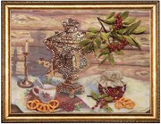 У самовара мозаика из пайеток на холсте Волшебная мастерская