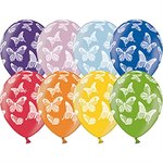 Воздушный шар 12" шелкография пастель Бабочки и цветы, 50 шт.