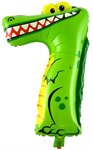 Воздушный шар 16''/41 см Цифра 7 Крокодил Falali