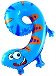 Воздушный шар 16''/41 см Цифра 9 Ящерица Falali