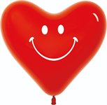 Воздушный шар Сердце со смайлами 12" Красный кристалл 50 шт. Sempertex