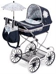DeCuevas Коляска для кукол с сумкой и зонтиком темно-синяя серия Романтик 81 см