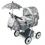 DeCuevas Коляска для кукол с рюкзаком и зонтиком серая серия Скай 60 см
