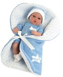 Кукла младенец Arias ELEGANCE мягконабивная-виниловая в голубом одеяле с лентой с функцией плача 33 см Т13726