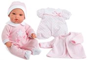 Кукла младенец Arias ELEGANCE мягконабивная-виниловая в розовом с комплектом одежды с функцией плача 33 см Т13723