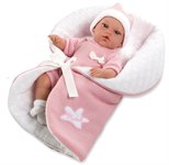 Кукла младенец Arias ELEGANCE мягконабивная-виниловая в розовом одеяле с лентой с функцией плача 33 см