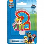 Праздничная свеча для торта Цифра 2 Щенячий патруль 8 см