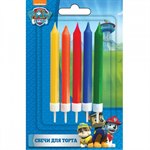 Праздничные разноцветные свечи для торта с держателями Щенячий патруль 5 шт