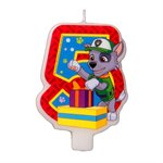 Праздничная свеча для торта Цифра 5 Щенячий патруль 8 см