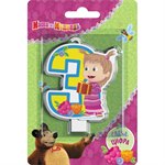 Праздничная свеча для торта Цифра 3 Маша и Медведь 8 см