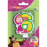 Праздничная свеча для торта Цифра 6 Маша и Медведь 8 см