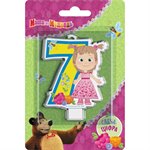 Праздничная свеча для торта Цифра 7 Маша и Медведь 8 см