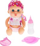 Кукла Пупс Веснушкин 20 см в розовой косынке c бутылочкой и посудой 1TOY