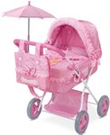 DeCuevas Коляска для кукол с сумкой и зонтиком розовая серия Мартина 60 см