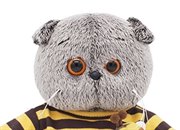 Кот Басик в полосатой футболке с пчелой мягкая игрушка 22 см BUDI BASA Ks22-092
