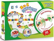 Гибкий трек для машинок Большое Путешествие мост, перекрёсток, машинка со светом, конструктор 1 Toy 162 детали Т13208